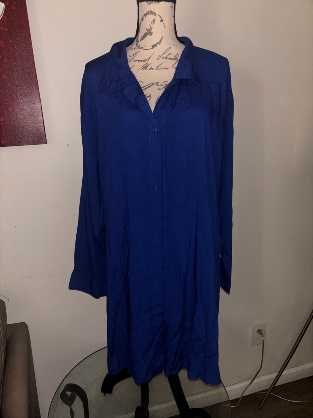 Women's Long Sleeve Button-Front Dress in Royal Blue